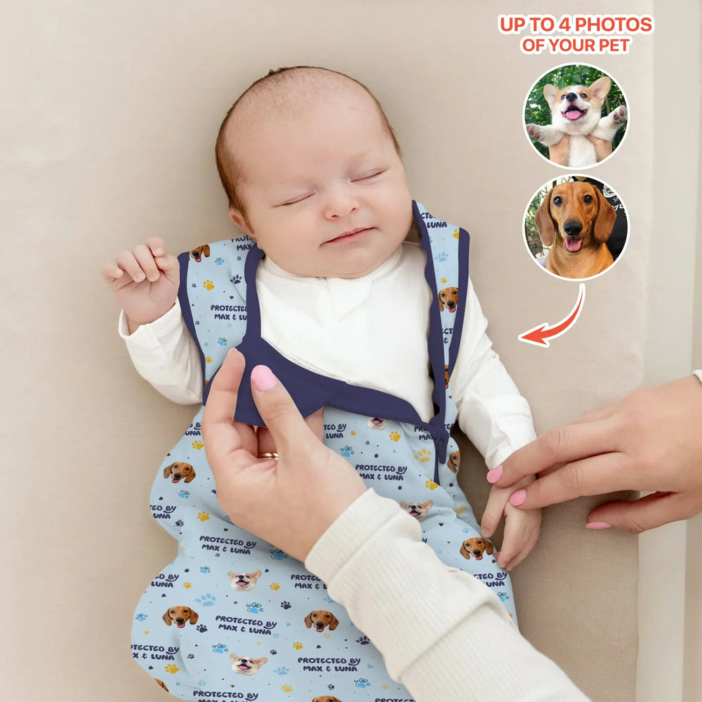 Custom Dog Photos "Protected By" Pawfect Blue Sleep Bag , Custom Dog Photos "Protected By" Pawfect Blue Sleep Bag - XS / 0.5 TOG