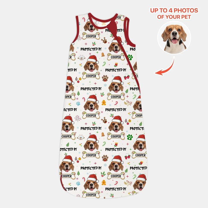 Custom Dog Photo "Protected By" Christmas Sleep Bag , Custom Dog Photo "Protected By" Christmas Sleep Bag - XS / 0.5 TOG