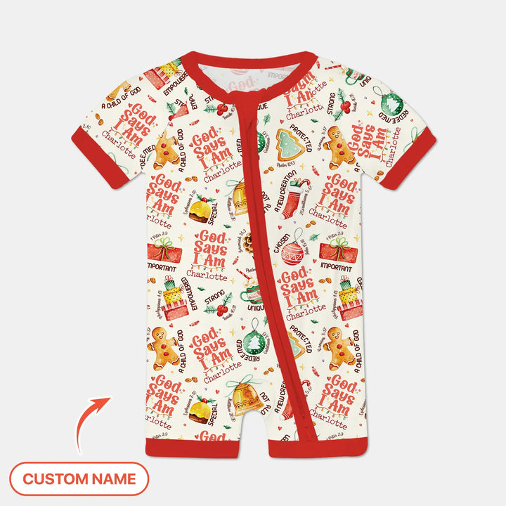 God Says I Am Custom Name Joyful Christmas Shorty Zippy , God Says I Am Custom Name Joyful Christmas Shorty Zippy - 0-3M