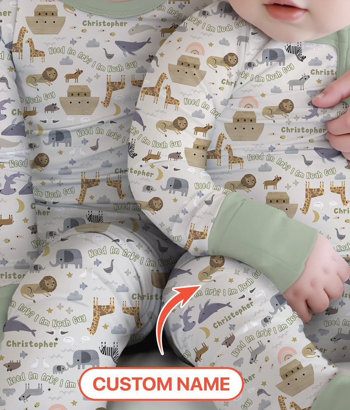 Need An Ark? I Noah Guy Custom Name Two Piece Long Sleeve Pajama Set , Need An Ark? I Noah Guy Custom Name Two Piece Long Sleeve Pajama Set - 12-18M