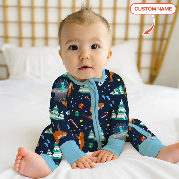 Christmas Bigfoot Custom Name Boy Convertible Zippy , Christmas Bigfoot Custom Name Boy Convertible Zippy - 0-3M