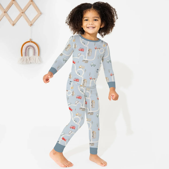 Car Route Map Two Piece Long Sleeve Pajama Set , Car Route Map Two Piece Long Sleeve Pajama Set - 12-18M