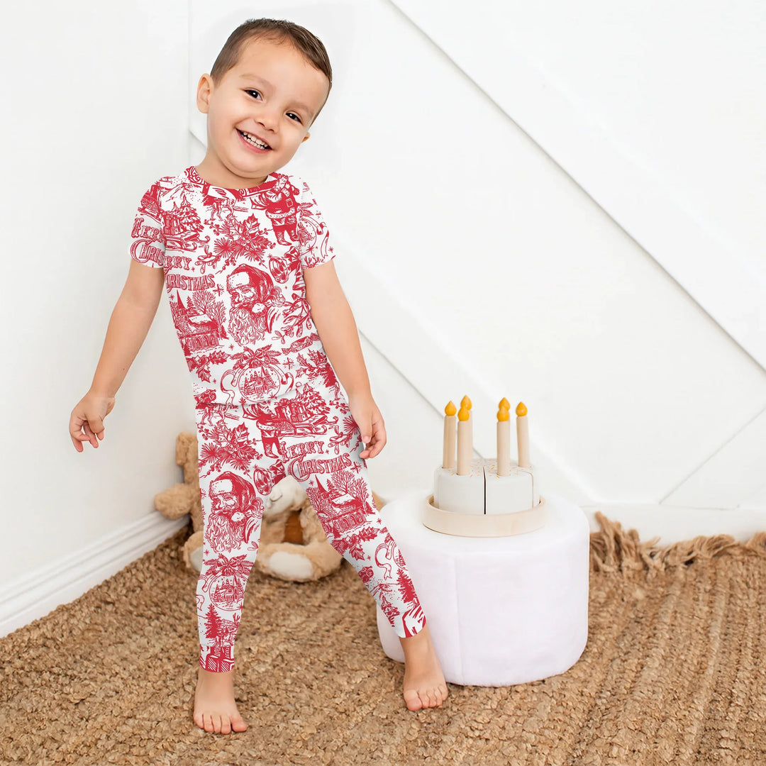 Family Christmas Chinoiserie Pajama Two Piece Short Sleeve Pajama Set , Family Christmas Chinoiserie Pajama Two Piece Short Sleeve Pajama Set - 12-18M