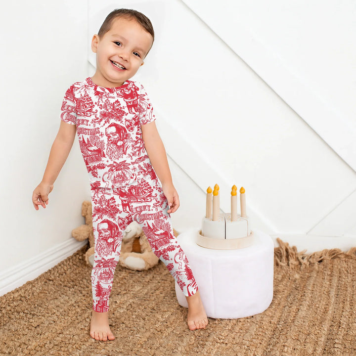 Family Christmas Chinoiserie Pajama Two Piece Short Sleeve Pajama Set , Family Christmas Chinoiserie Pajama Two Piece Short Sleeve Pajama Set - 12-18M