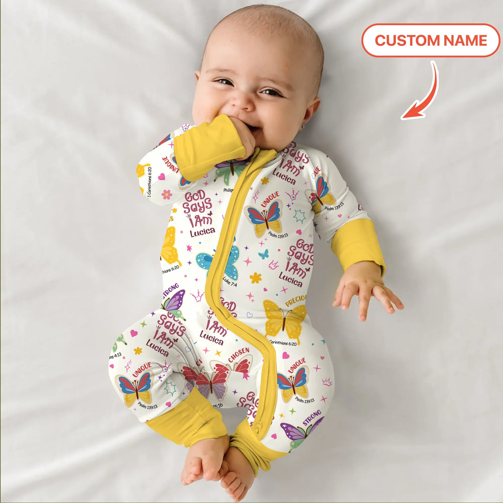 God Says I Am Custom Name Girl Convertible Zippy , God Says I Am Custom Name Girl Convertible Zippy - 0-3M
