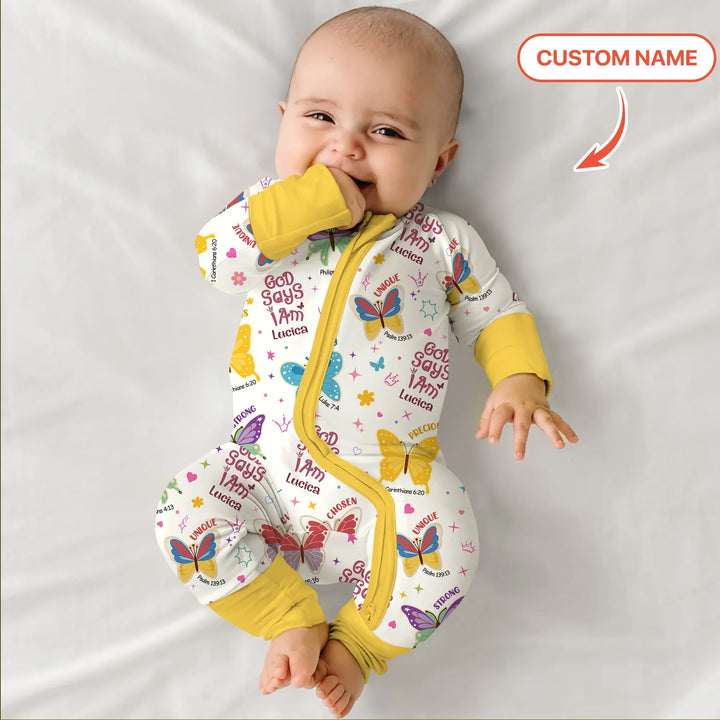 God Says I Am Custom Name Girl Convertible Zippy , God Says I Am Custom Name Girl Convertible Zippy - 0-3M