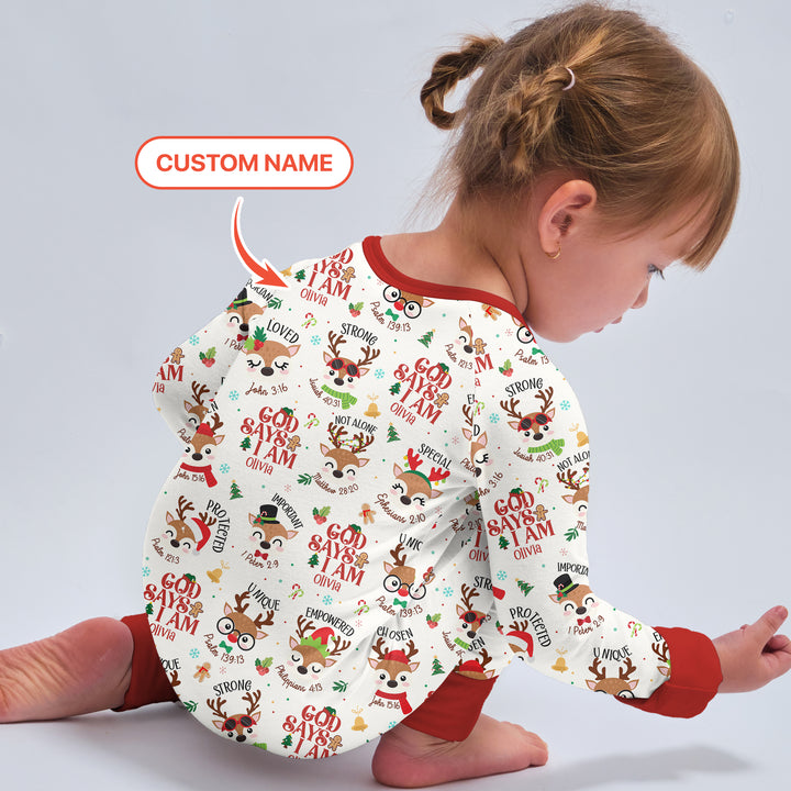 Santa’s Reindeer God Says I Am Custom Name Convertible Zippy