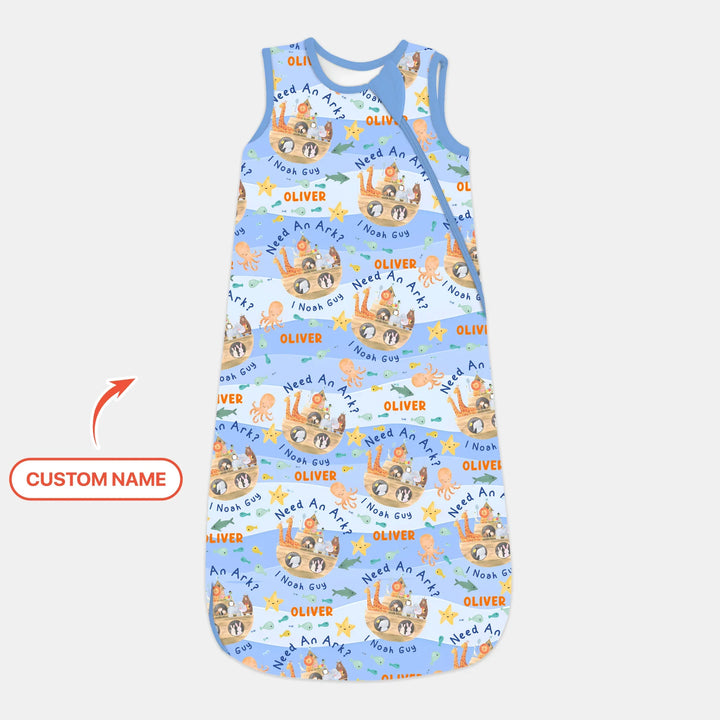 Noah’s Ark Custom Name Boy Sleep Bag , Noah’s Ark Custom Name Boy Sleep Bag - XS / 0.5 TOG