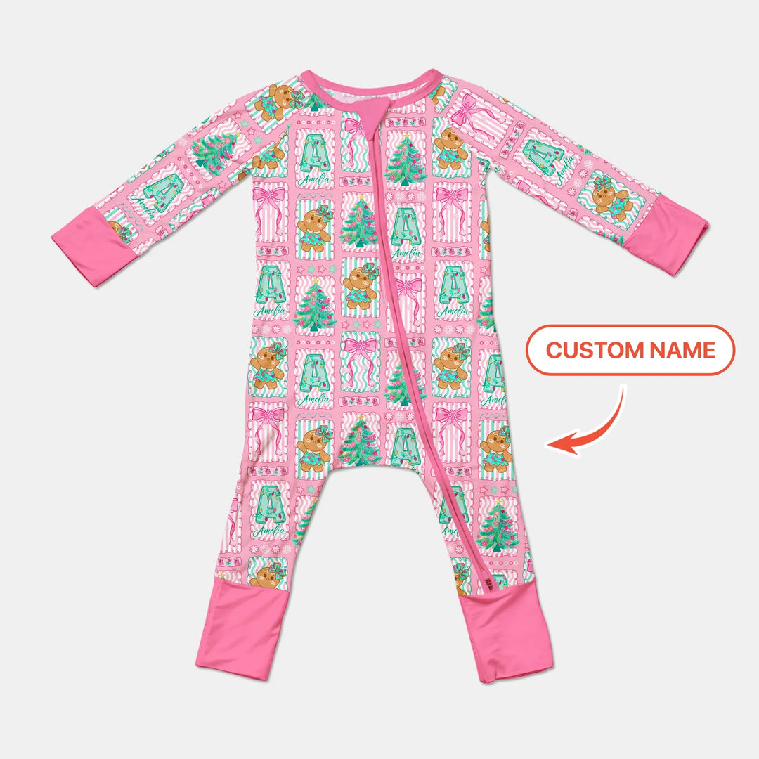 Custom Name "Merry Pink Christmas" Convertible Zippy , Custom Name "Merry Pink Christmas" Convertible Zippy - 0-3M