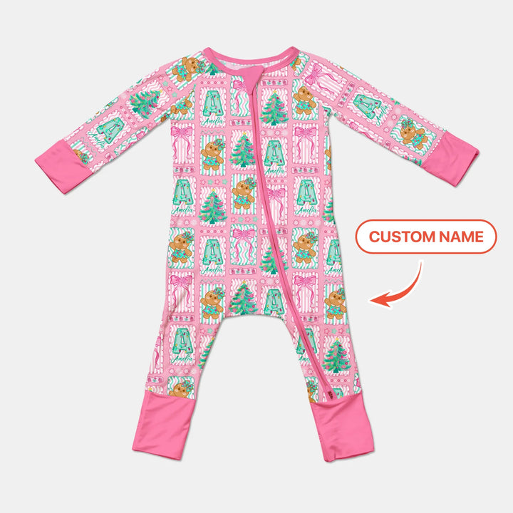 Custom Name "Merry Pink Christmas" Convertible Zippy , Custom Name "Merry Pink Christmas" Convertible Zippy - 0-3M