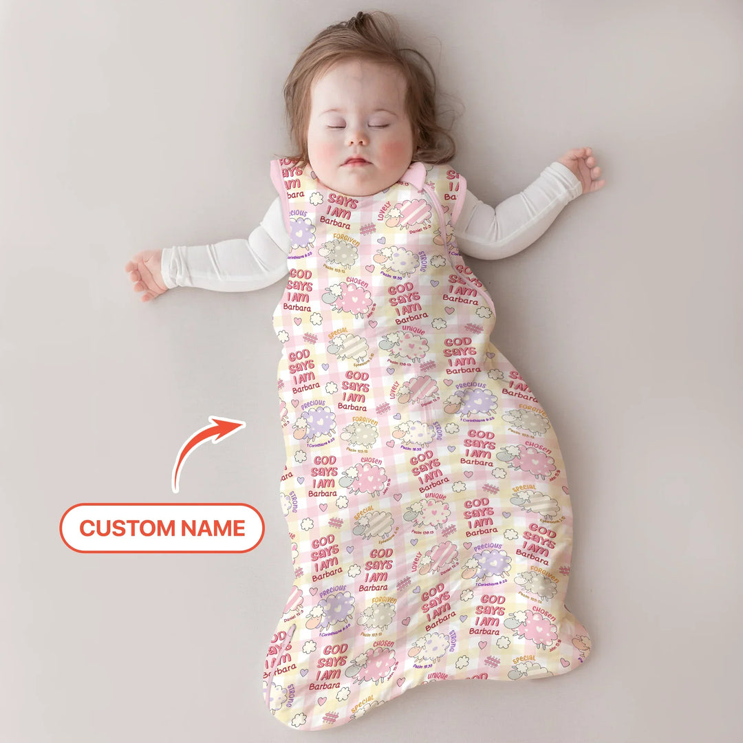 Little Lamb God Says I Am Custom Name Sleep Bag , Little Lamb God Says I Am Custom Name Sleep Bag - XS / 0.5 TOG