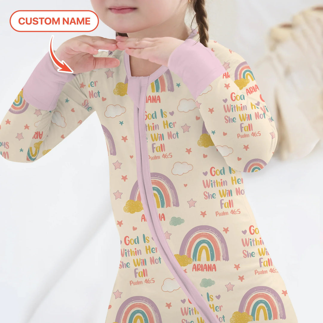 God Is Within Her She Will Not Fall Custom Name Convertible Zippy , God Is Within Her She Will Not Fall Custom Name Convertible Zippy - 0-3M