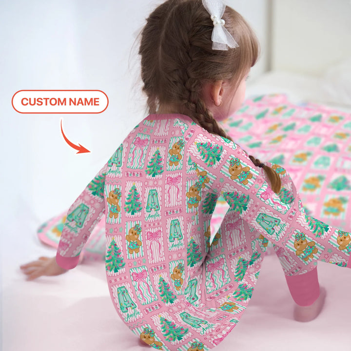Custom Name "Merry Pink Christmas" Convertible Zippy , Custom Name "Merry Pink Christmas" Convertible Zippy - 0-3M