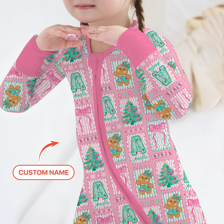 Custom Name "Merry Pink Christmas" Convertible Zippy , Custom Name "Merry Pink Christmas" Convertible Zippy - 0-3M
