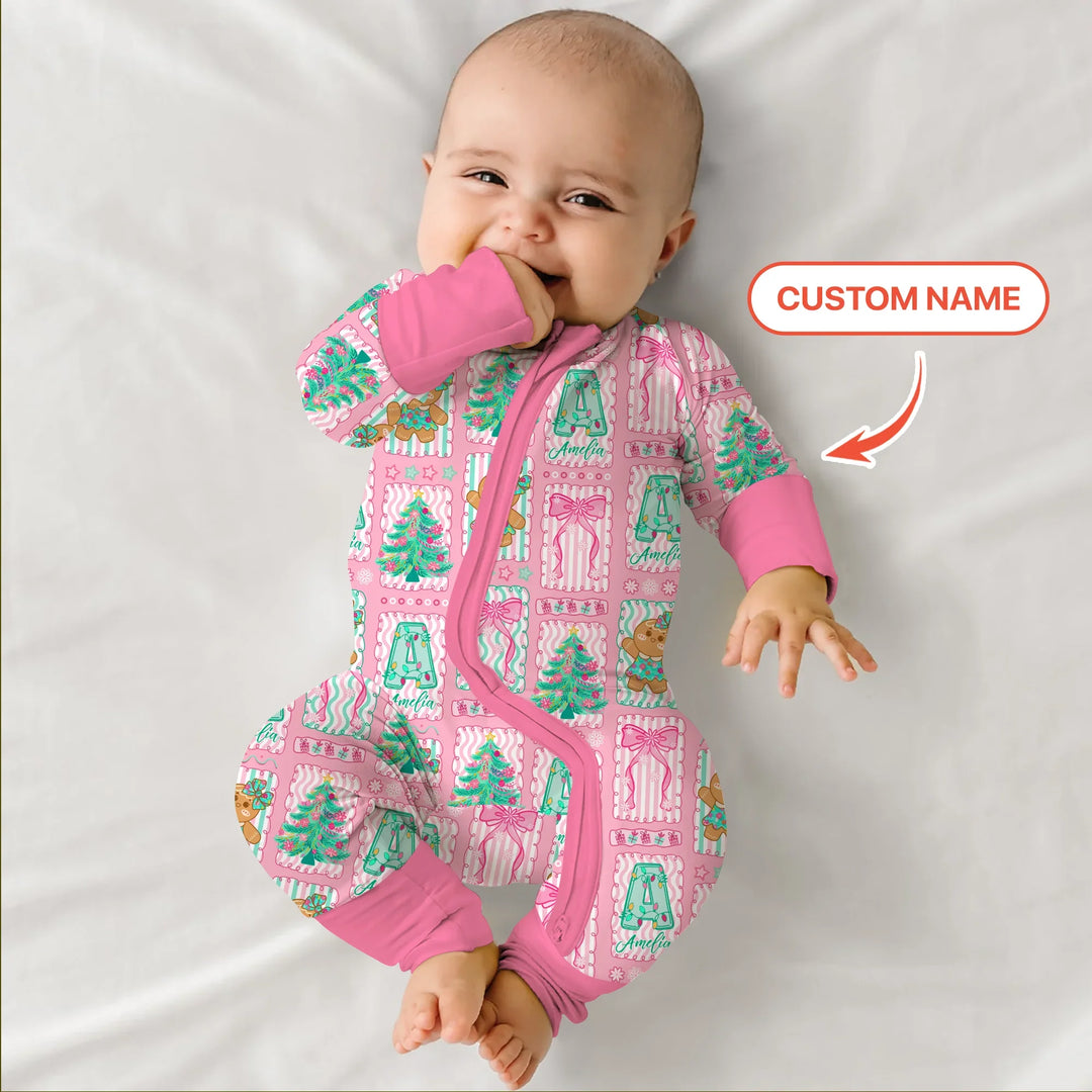 Custom Name "Merry Pink Christmas" Convertible Zippy , Custom Name "Merry Pink Christmas" Convertible Zippy - 0-3M