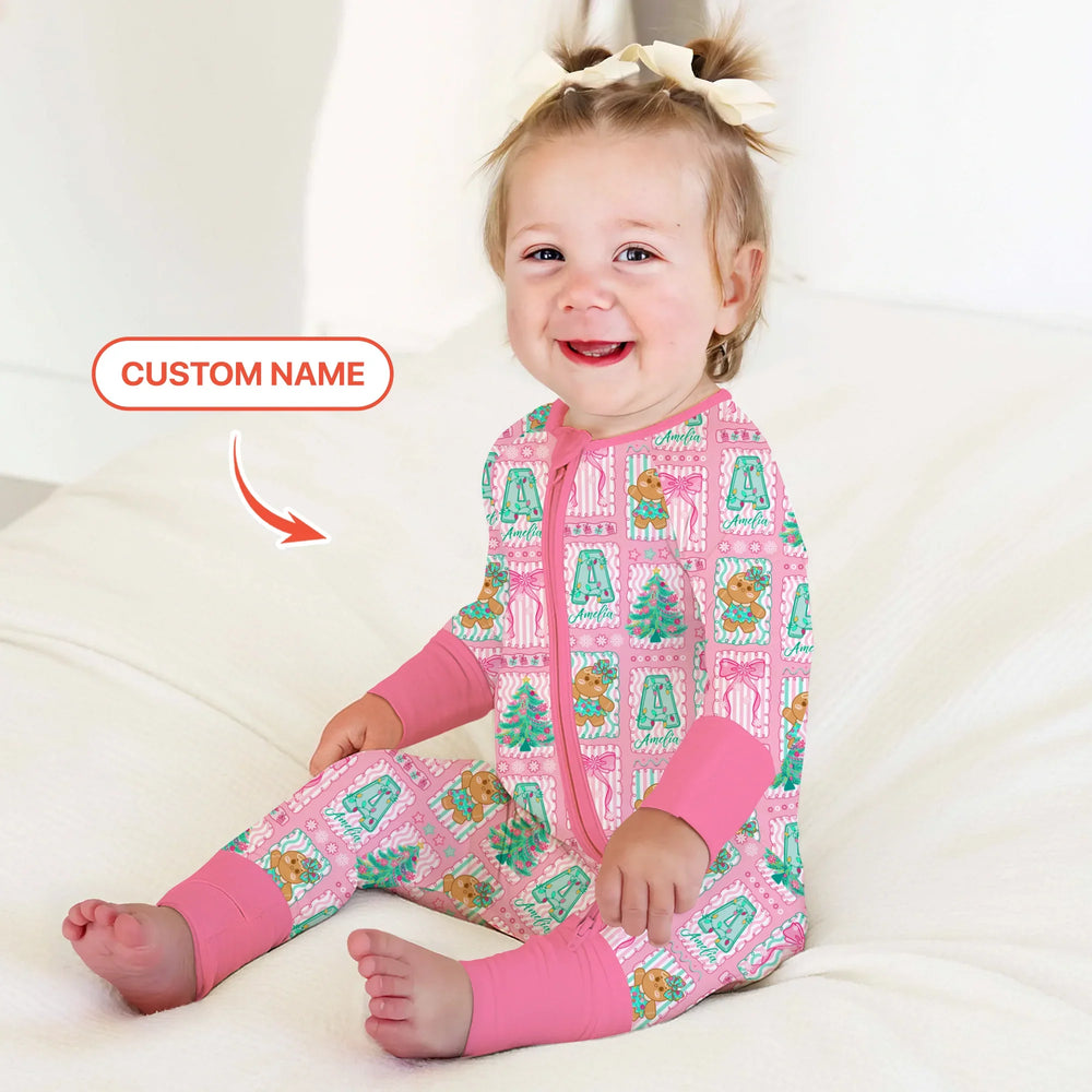 Custom Name "Merry Pink Christmas" Convertible Zippy , Custom Name "Merry Pink Christmas" Convertible Zippy - 0-3M