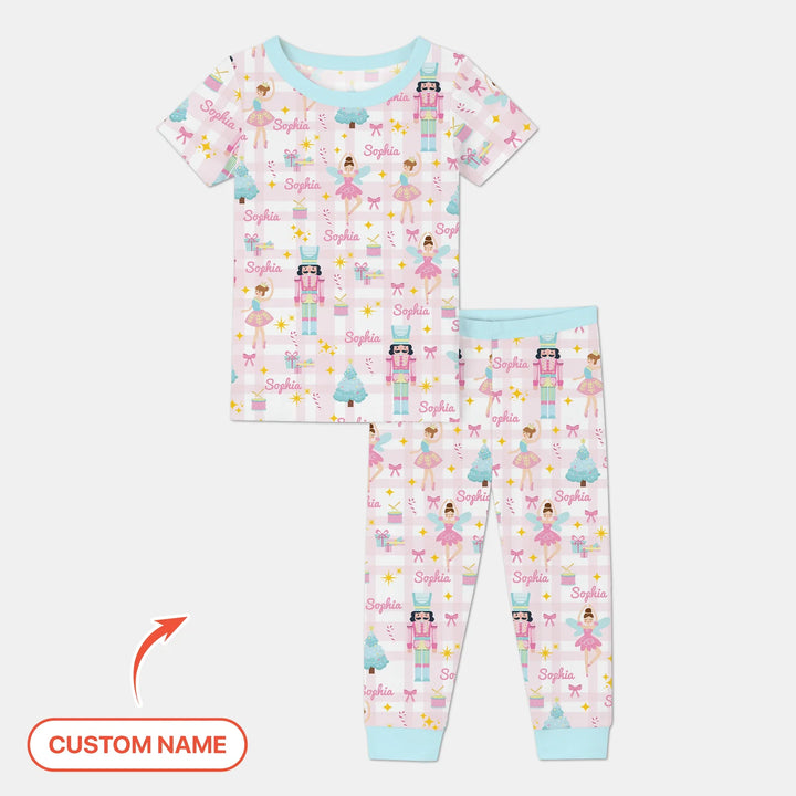The Nutcracker Dreams Custom Name Two Piece Short Sleeve Pajama Set , The Nutcracker Dreams Custom Name Two Piece Short Sleeve Pajama Set - 12-18M