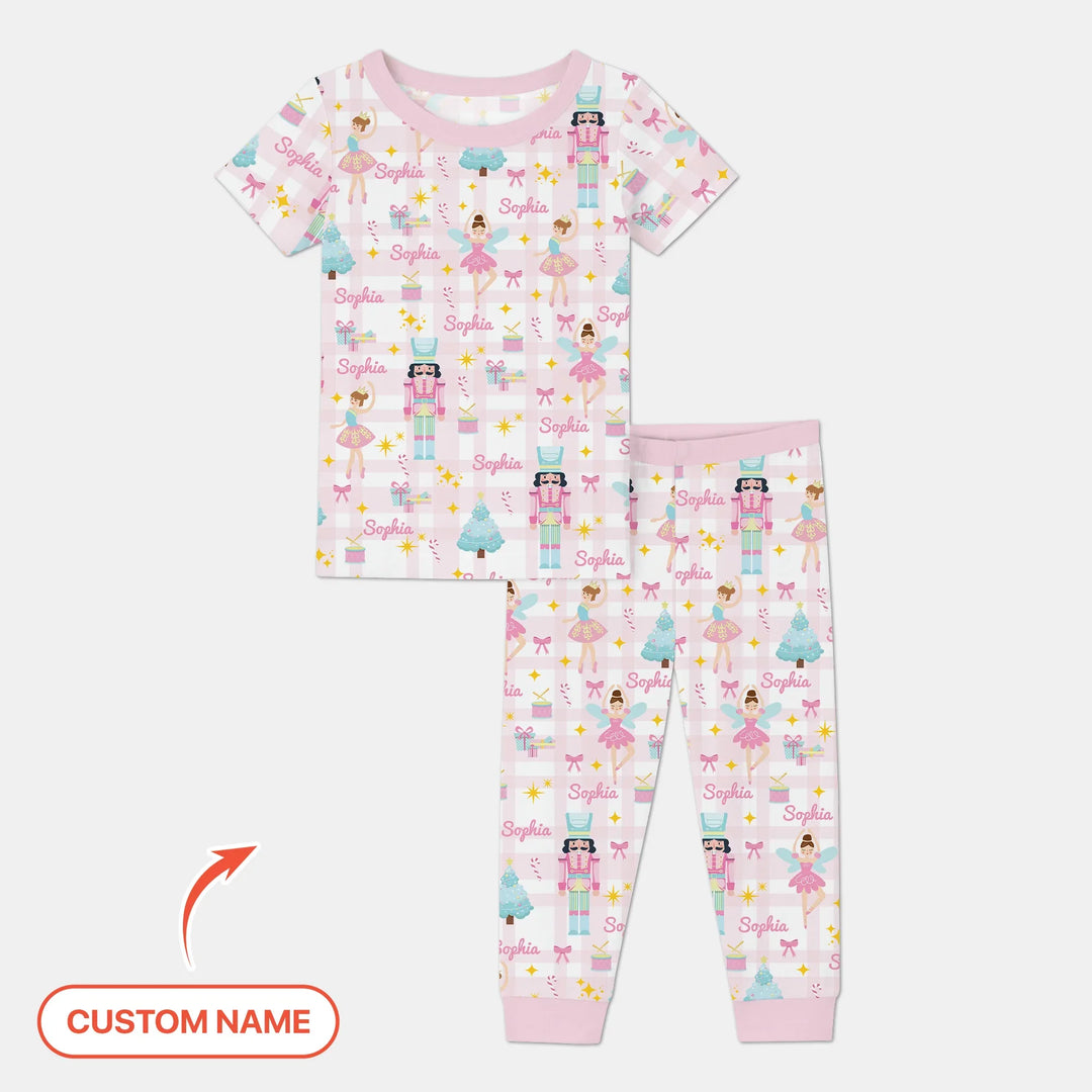 The Nutcracker Dreams Custom Name Two Piece Short Sleeve Pajama Set , The Nutcracker Dreams Custom Name Two Piece Short Sleeve Pajama Set - 12-18M