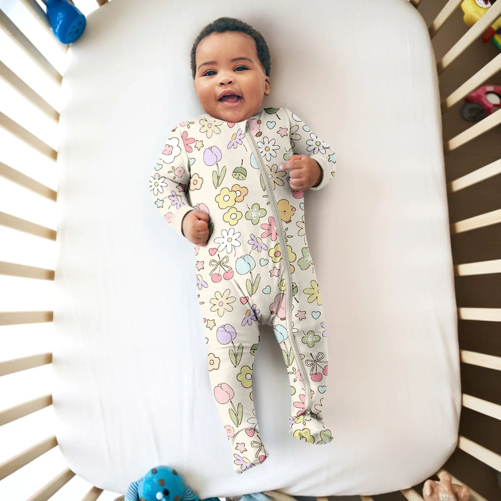 Whimsical Bloom Convertible Zippered Romper , Whimsical Bloom Convertible Zippered Romper - 0-3M