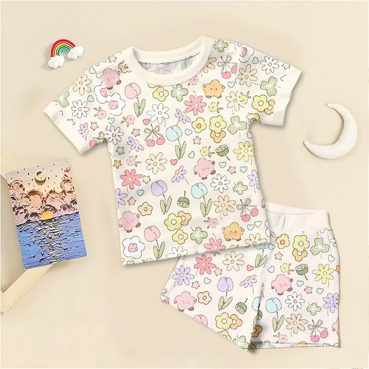 Whimsical Bloom Two Piece Long Sleeve Pajama Set , Whimsical Bloom Two Piece Long Sleeve Pajama Set - Short Pajama / 12-18M