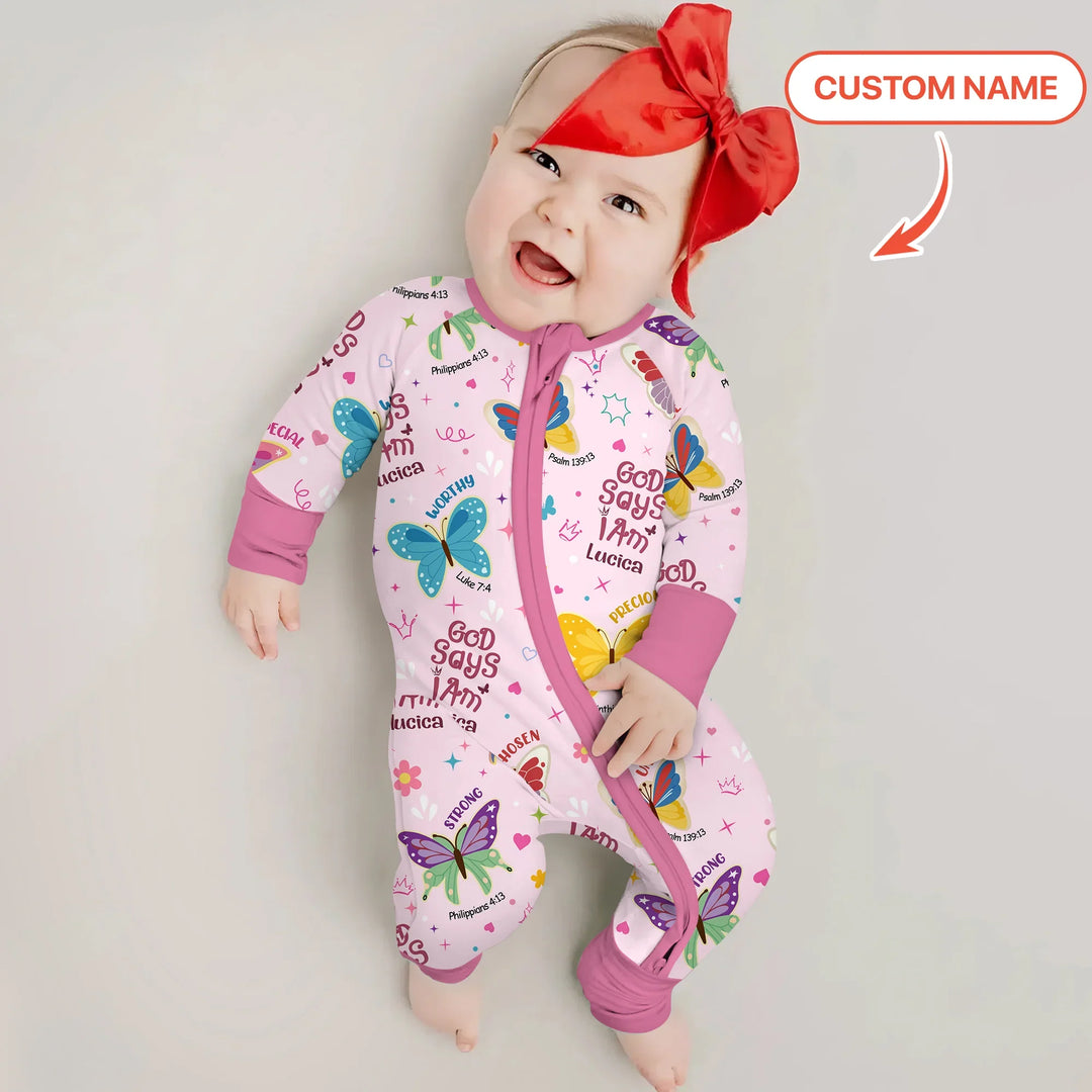 God Says I Am Custom Name Girl Convertible Zippy , God Says I Am Custom Name Girl Convertible Zippy - 0-3M