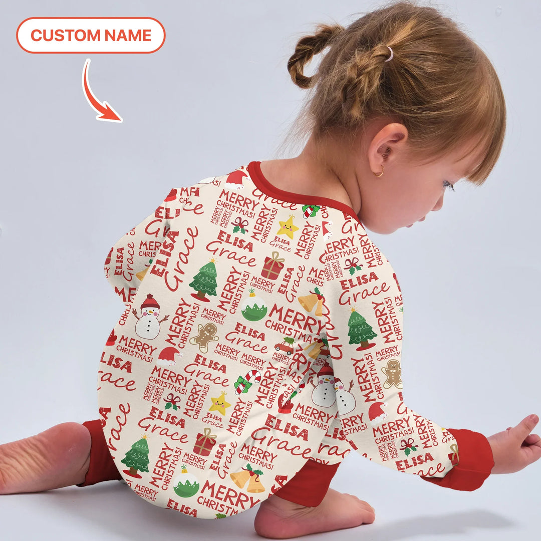 Custom Name Merry Christmas Convertible Zippy , Custom Name Merry Christmas Convertible Zippy - 0-3M