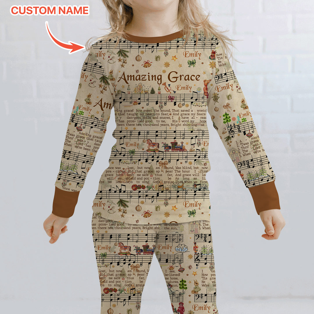 Amazing Grace Custom Name Two Piece Long Sleeve Pajama Set