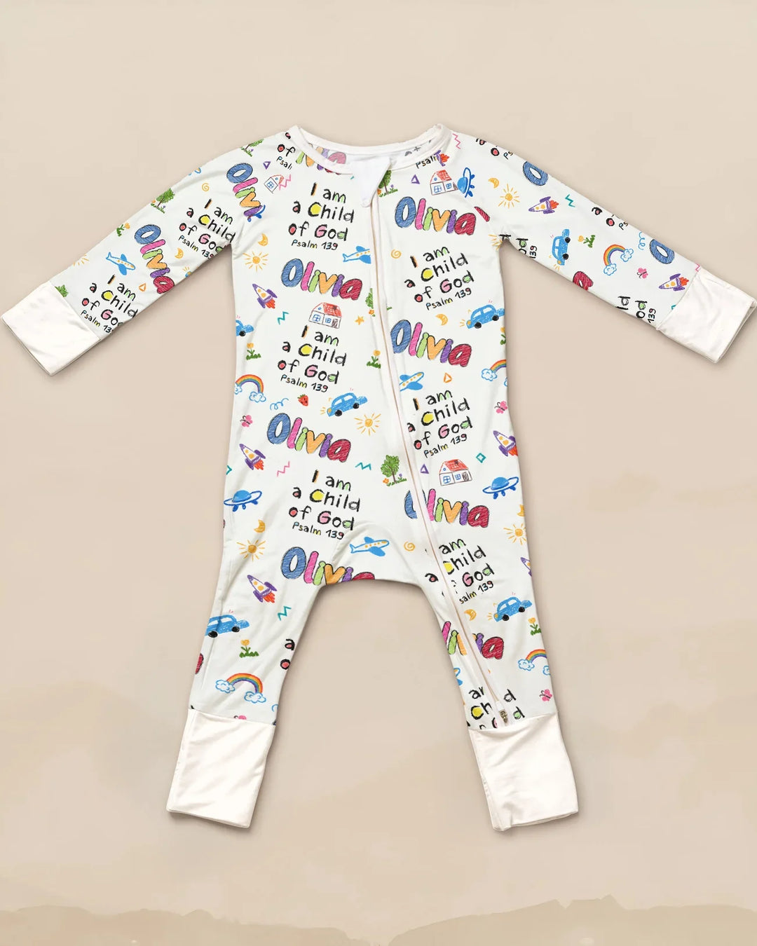 Custom name "I am a Child of God" - Crayon Style Convertible Zippy , Custom name "I am a Child of God" - Crayon Style Convertible Zippy - 0-3M