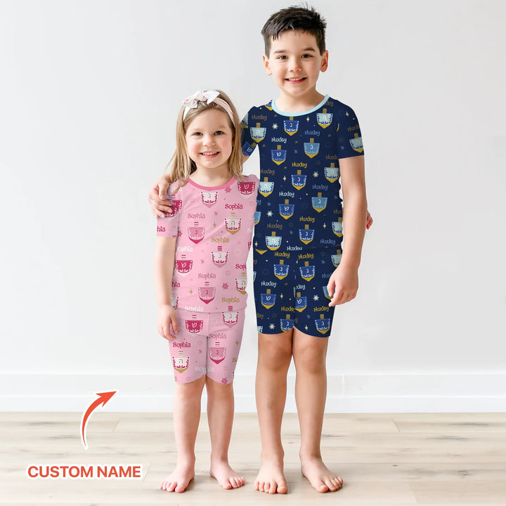 Zweiteiliges Pyjama-Set mit kurzen Ärmeln und Shorts im Sommer-Design