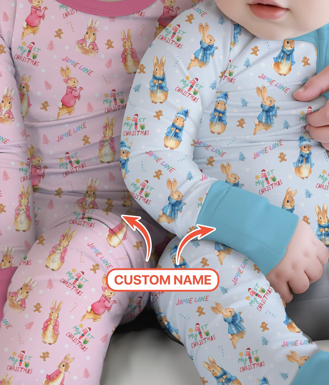 Custom 1st Christmas Rabbit Convertible Zippy , Custom 1st Christmas Rabbit Convertible Zippy - 0-3M