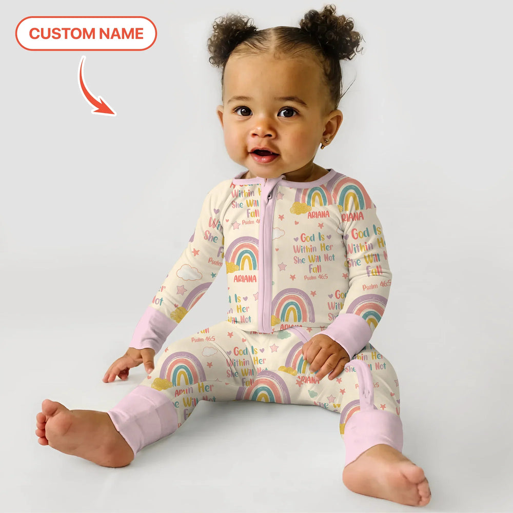 God Is Within Her She Will Not Fall Custom Name Convertible Zippy , God Is Within Her She Will Not Fall Custom Name Convertible Zippy - 0-3M