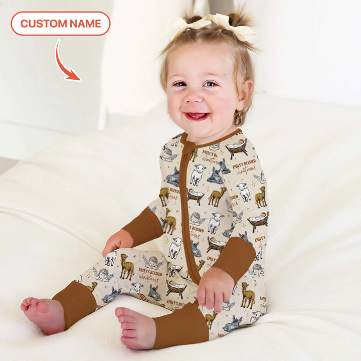Custom Name Baby Blessed Christmas Convertible Zippy , Custom Name Baby Blessed Christmas Convertible Zippy - 0-3M