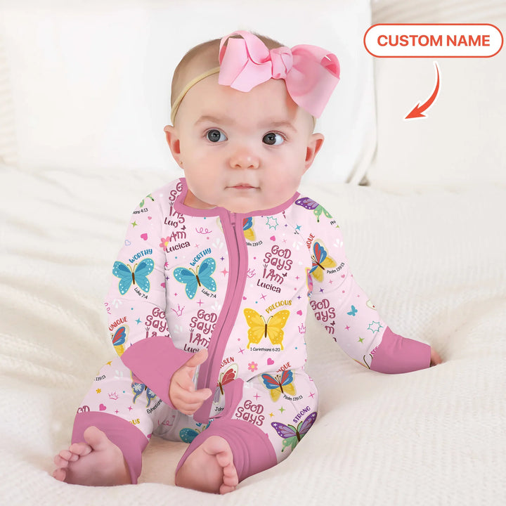 God Says I Am Custom Name Girl Convertible Zippy , God Says I Am Custom Name Girl Convertible Zippy - 0-3M