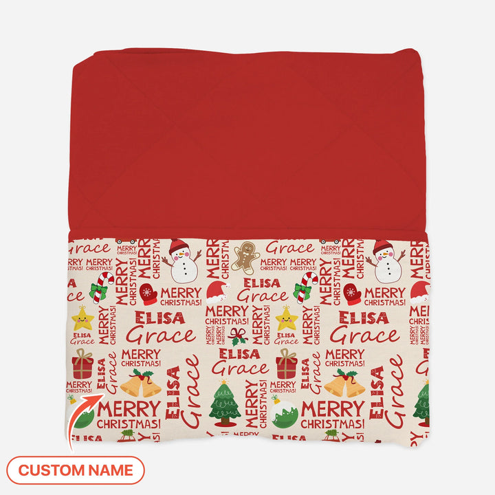 Custom Name Merry Christmas Quilt Blanket , Custom Name Merry Christmas Quilt Blanket - 1.0 TOG