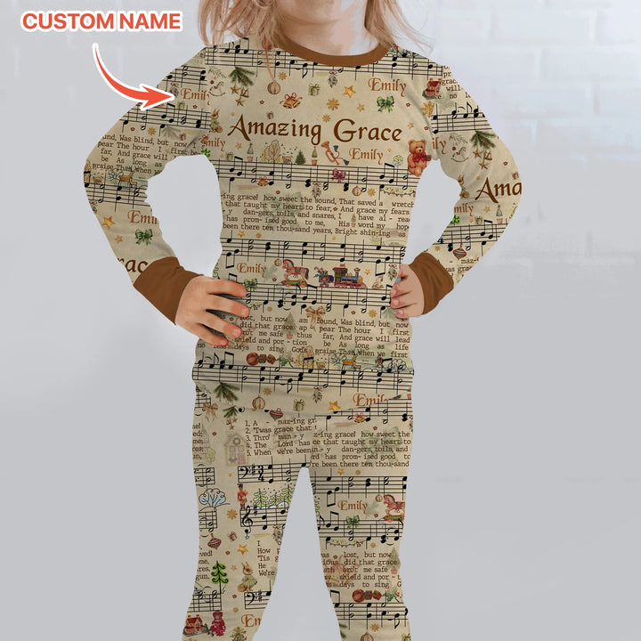 Amazing Grace Custom Name Two Piece Long Sleeve Pajama Set
