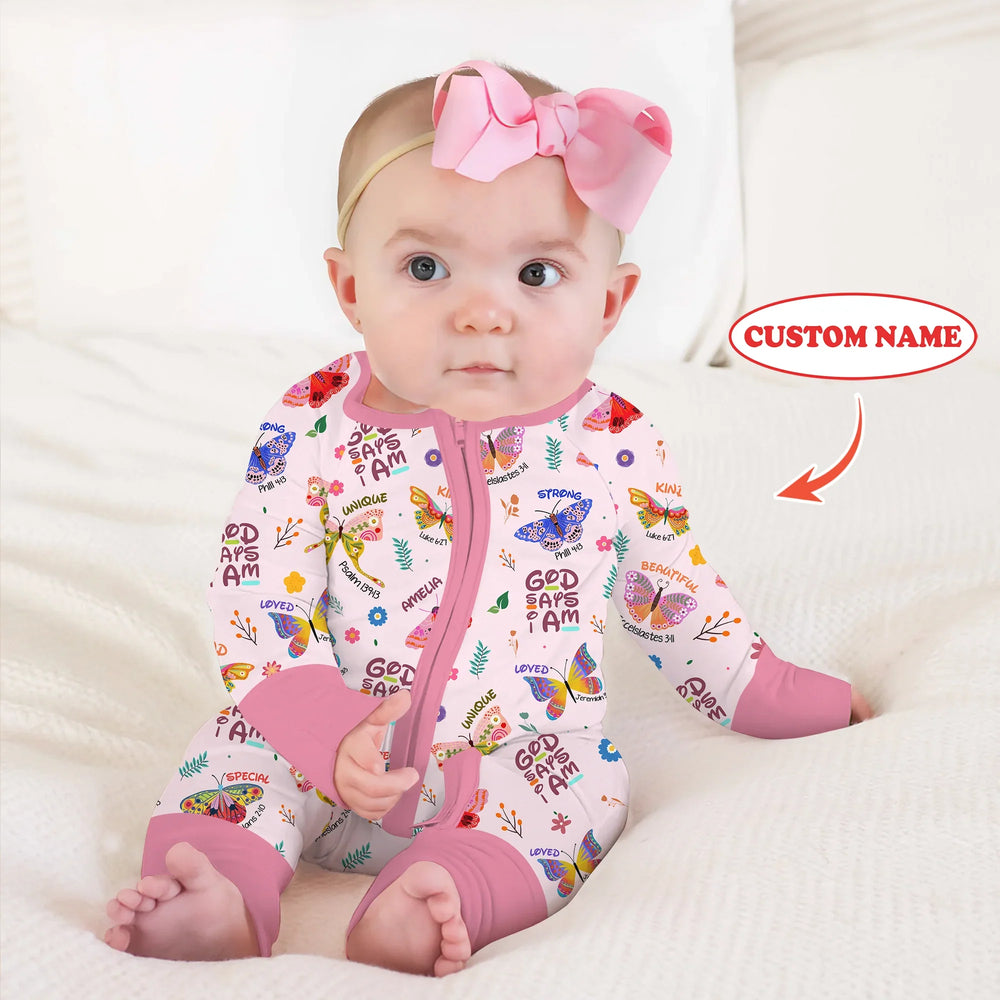 Custom Name God says I am Butterfly Convertible Zippy , Custom Name God says I am Butterfly Convertible Zippy - 0-3M