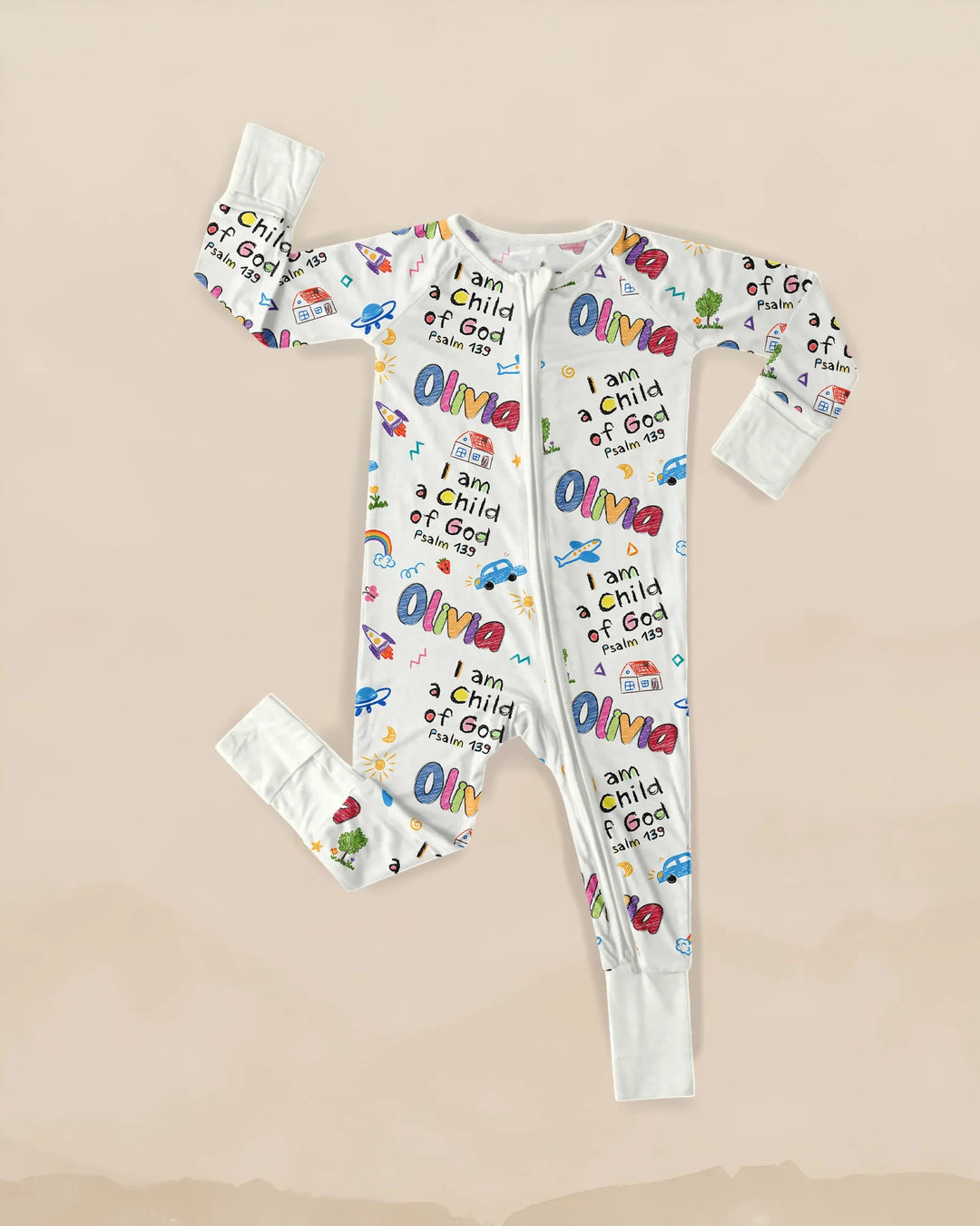 Custom name "I am a Child of God" - Crayon Style Convertible Zippy , Custom name "I am a Child of God" - Crayon Style Convertible Zippy - 0-3M