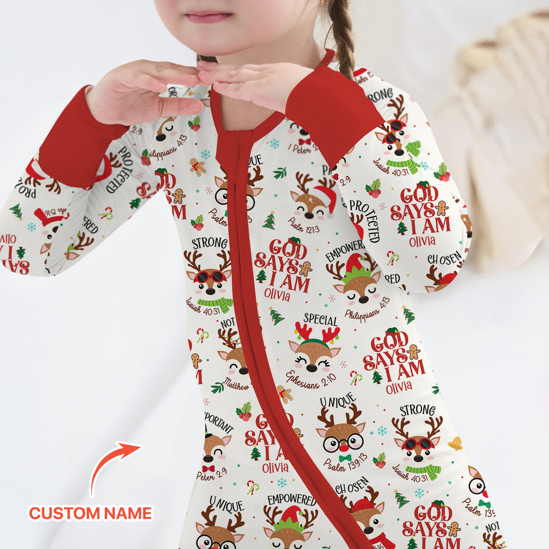 Santa’s Reindeer God Says I Am Custom Name Convertible Zippy