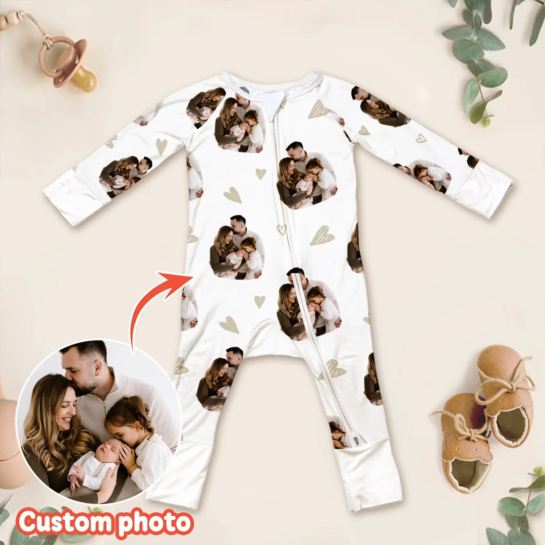 Custom Face All Over Print Baby Convertible Zippy , Custom Face All Over Print Baby Convertible Zippy - 0-3M