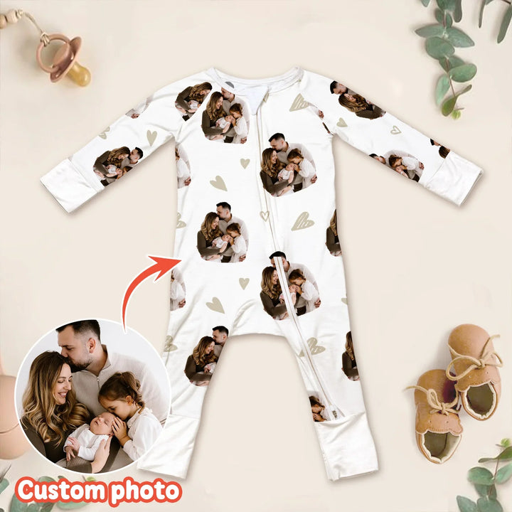 Custom Face All Over Print Baby Convertible Zippy , Custom Face All Over Print Baby Convertible Zippy - 0-3M