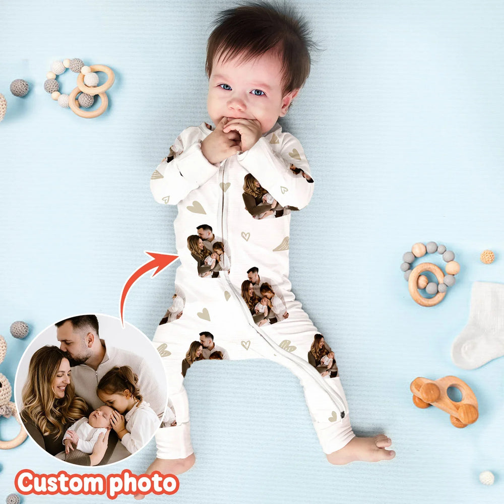 Custom Face All Over Print Baby Convertible Zippy , Custom Face All Over Print Baby Convertible Zippy - 0-3M
