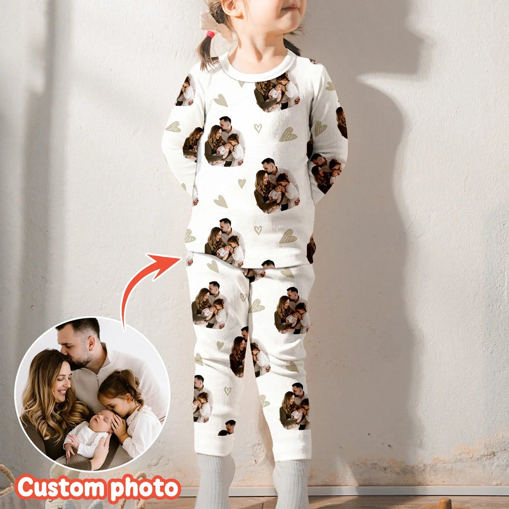 Custom Face All Over Print Baby Two Piece Long Sleeve Pajama Set , Custom Face All Over Print Baby Two Piece Long Sleeve Pajama Set - 12-18M