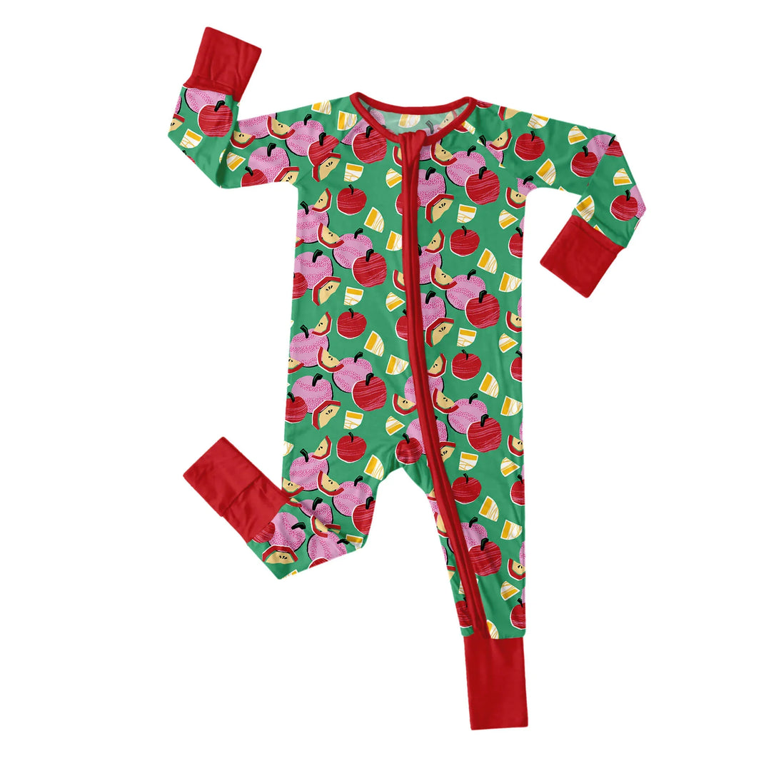 Apple Pie Convertible Zippered Romper , Apple Pie Convertible Zippered Romper - Newborn
