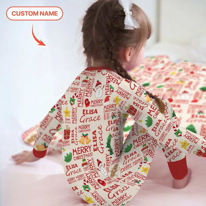 Custom Name Merry Christmas Convertible Zippy , Custom Name Merry Christmas Convertible Zippy - 0-3M