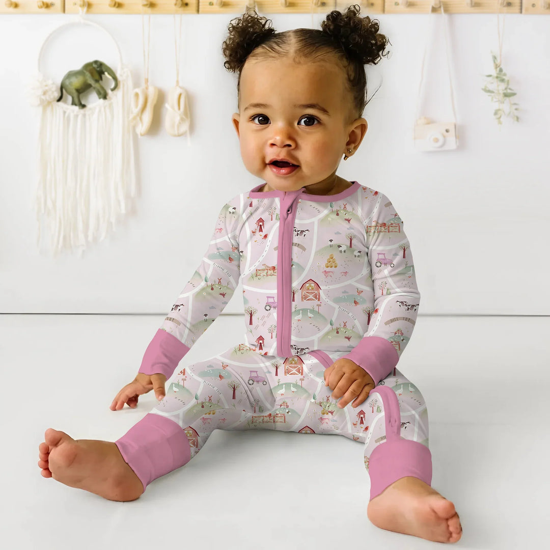 Farm Meadow Convertible Zippered Romper , Farm Meadow Convertible Zippered Romper - 0-3M