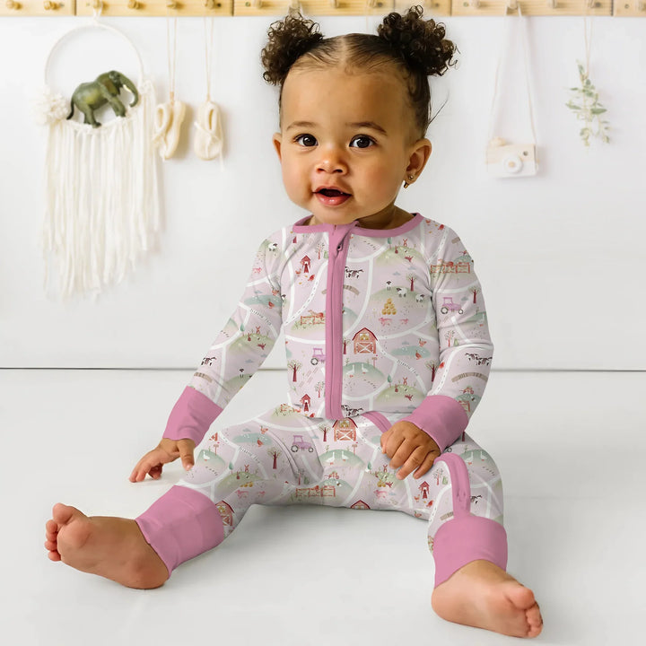 Farm Meadow Convertible Zippered Romper , Farm Meadow Convertible Zippered Romper - 0-3M