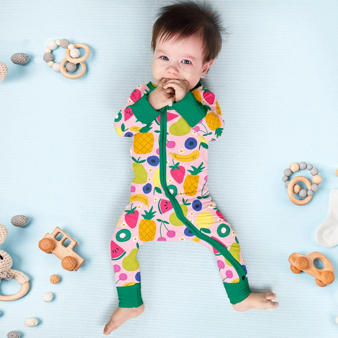 Summer Fruits Convertible Zippered Romper , Summer Fruits Convertible Zippered Romper - Newborn