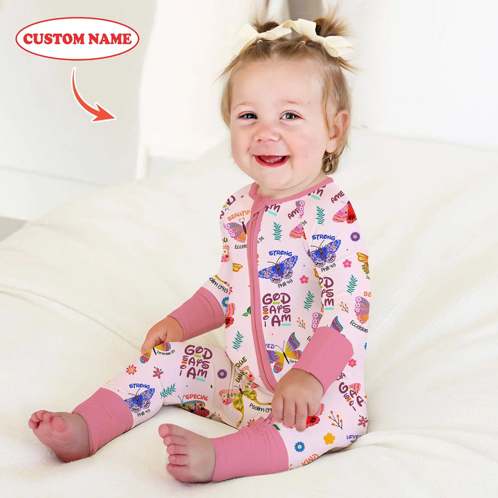 Custom Name God says I am Butterfly Convertible Zippy , Custom Name God says I am Butterfly Convertible Zippy - 0-3M