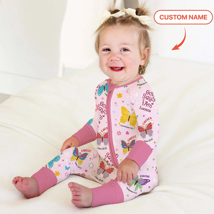 God Says I Am Custom Name Girl Convertible Zippy , God Says I Am Custom Name Girl Convertible Zippy - 0-3M