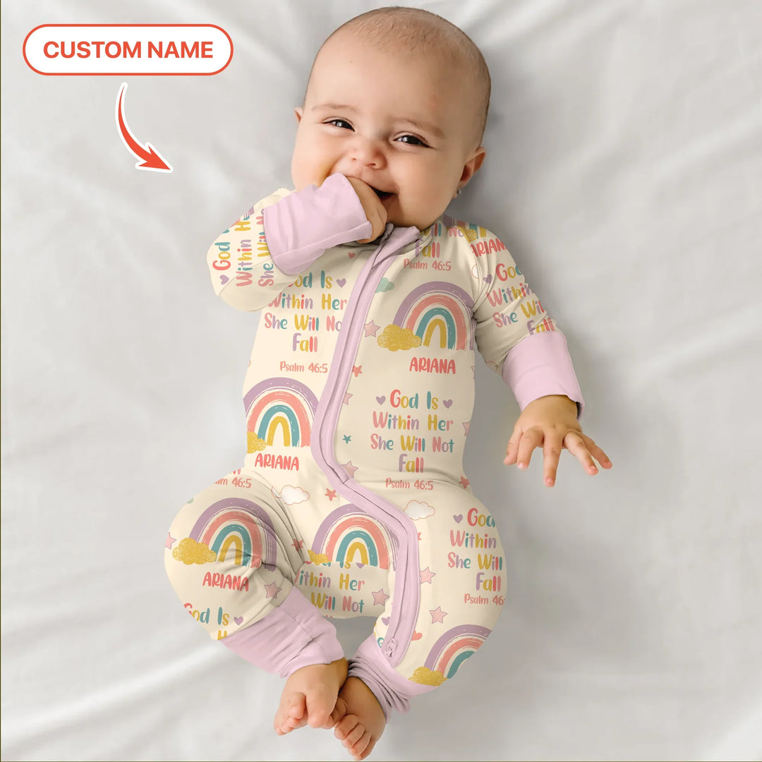 God Is Within Her She Will Not Fall Custom Name Convertible Zippy , God Is Within Her She Will Not Fall Custom Name Convertible Zippy - 0-3M